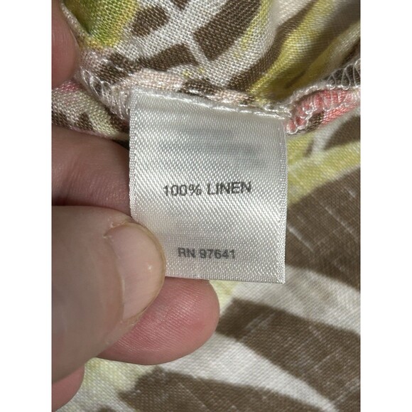 J Jill Womens Button Up Plus 3X Tropical Floral Linen Vacation Preppy Whimsical - Picture 8 of 8